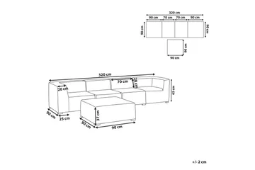 Soffa med fotpall Beliani Arezzo Beige/svart Grey, Black - Puutarhakalusteet - Terassiryhmät - Sohvaryhmät ulos