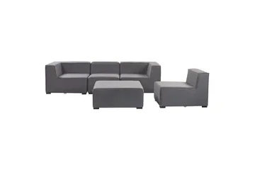 Soffa med fotpall Beliani Arezzo Beige/svart Grey, Black - Puutarhakalusteet - Terassiryhmät - Sohvaryhmät ulos
