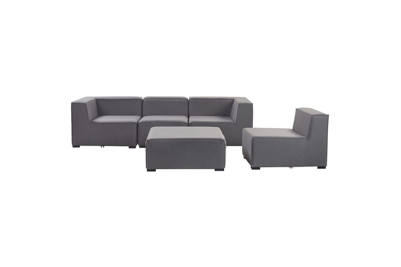 Soffa med fotpall Beliani Arezzo Beige/svart Grey, Black - Puutarhakalusteet - Terassiryhmät - Terassisohvat