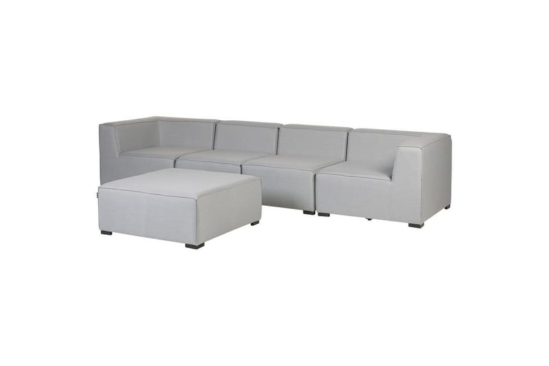 Soffa med fotpall Beliani Arezzo Beige/svart Light grey, Black - Puutarhakalusteet - Terassiryhmät - Terassisohvat
