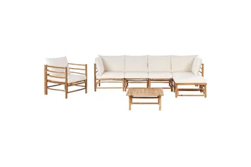 Soffgrupp Beliani Cerreto Beige/ljust trä White||Light wood - Puutarhakalusteet - Terassiryhmät - Sohvaryhmät ulos