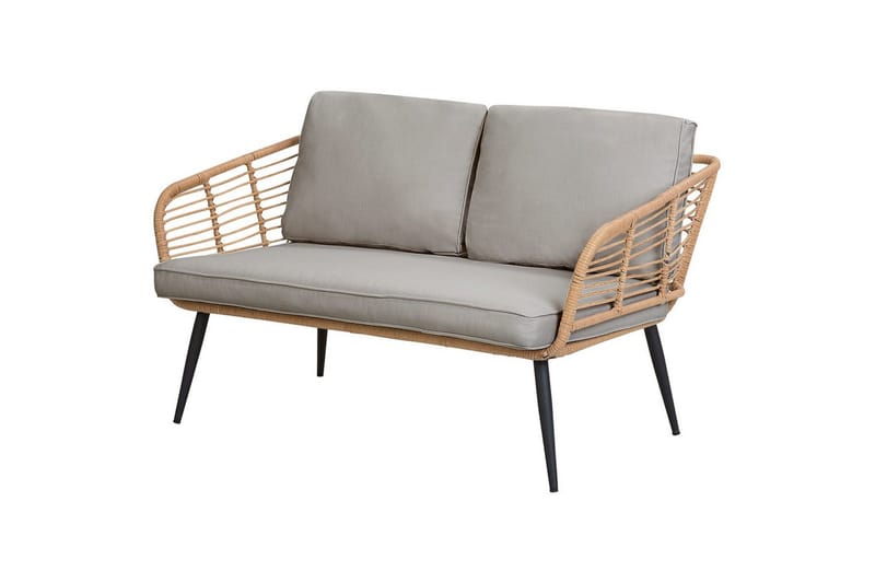 Soffgrupp Beliani Corinth Ii Natural||Grey||Black||Beige - Puutarhakalusteet - Terassiryhmät - Sohvaryhmät ulos