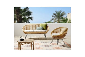 Soffgrupp Beliani Maratea 2-Sits Natural||Black||Beige - Puutarhakalusteet - Terassiryhmät - Sohvaryhmät ulos
