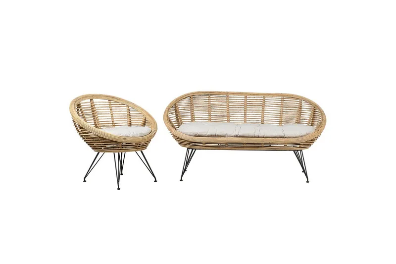 Soffgrupp Beliani Maratea 2-Sits Natural||Black||Beige, undefined