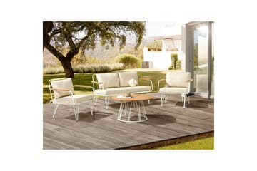 Soffgrupp Beliani Montesilvano Beige||White||Light wood - Puutarhakalusteet - Terassiryhmät - Sohvaryhmät ulos
