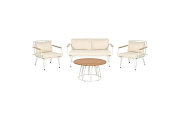 Soffgrupp Beliani Montesilvano Beige||White||Light wood - Puutarhakalusteet - Terassiryhmät - Sohvaryhmät ulos
