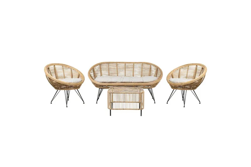 Soffgrupp med bord Beliani Maratea/Cesenatico Natural||Black||Beige, undefined
