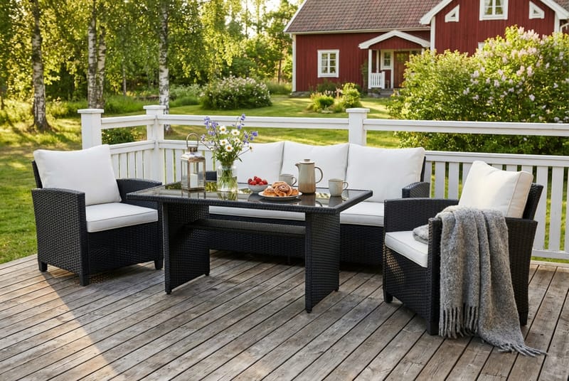 Soffgrupp utomhus Konstrotting Comfort Garden - Musta - Puutarhakalusteet - Terassiryhmät - Sohvaryhmät ulos
