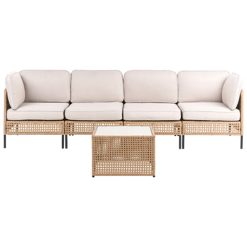 Sohva ulos pöydällä 4-istuttava Omegana modulaarinen polyrottinki, Beige/Musta