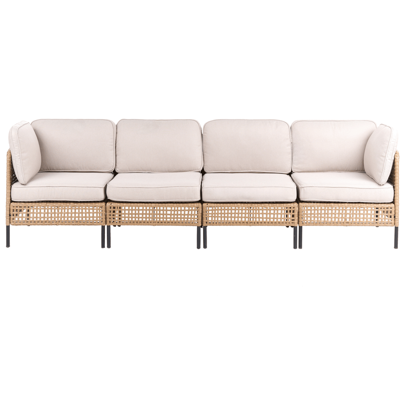 Sohva ulos pöydällä 4-istuttava Omegana modulaarinen polyrottinki - Beige/Musta - Puutarhakalusteet - Terassiryhmät - Sohvaryhmät ulos