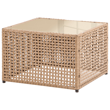 Sohva ulos pöydällä 4-istuttava Omegana modulaarinen polyrottinki - Beige/Musta - Puutarhakalusteet - Terassiryhmät - Sohvaryhmät ulos