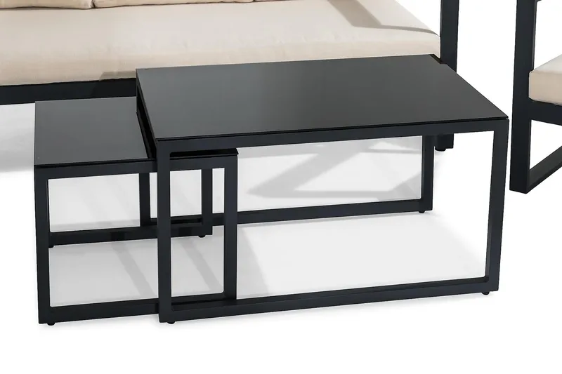 Sohvaryhmä Aspvik - Musta/Tiikki - Puutarhakalusteet - Terassiryhmät - Oleskeluryhmät