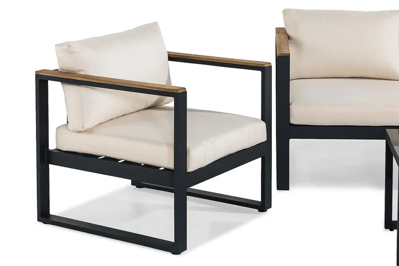 Sohvaryhmä Aspvik - Musta/Tiikki - Puutarhakalusteet - Terassiryhmät - Oleskeluryhmät