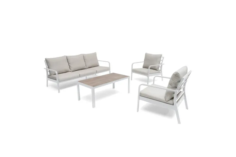 Sohvaryhmä Hillerstorp Hånger, Valkoinen kehys Tyynyt harmaanbeige