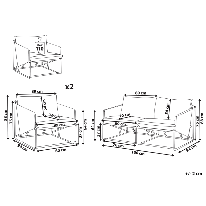 Sohvaryhmä ulos 4-istuttava Ponte - Vihreä/Beige - Puutarhakalusteet - Terassiryhmät - Sohvaryhmät ulos