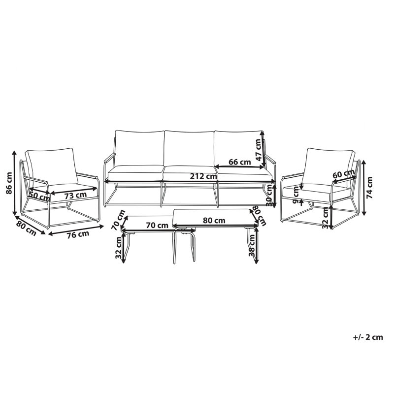 Sohvaryhmä ulos 5-istuttava Venaria pöydällä - Valkoinen/beige - Puutarhakalusteet - Terassiryhmät - Sohvaryhmät ulos