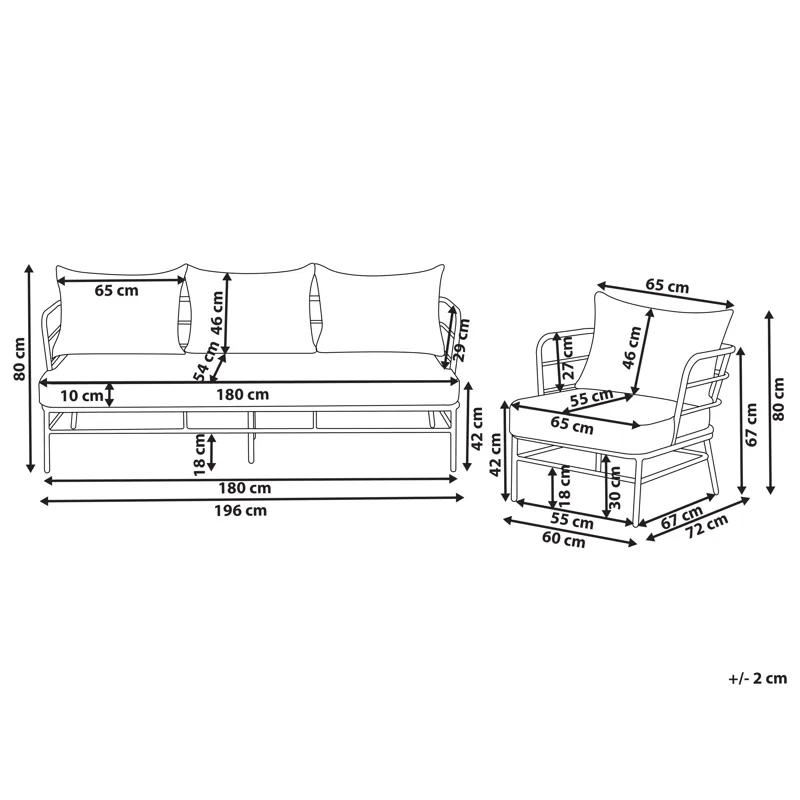 Sohvaryhmä ulos 5-istuttava Ponzone - Beige/musta - Puutarhakalusteet - Terassiryhmät - Sohvaryhmät ulos