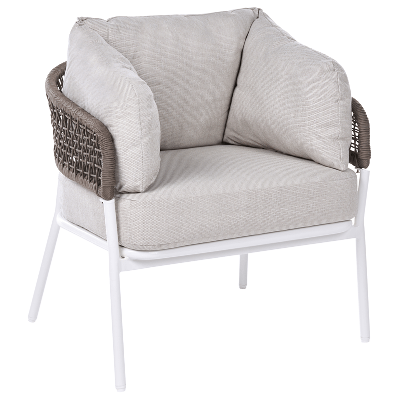 Sohvaryhmä ulos 7-istuttava Robella pöydällä - Beige/Valkoinen/Ruskea - Puutarhakalusteet - Terassiryhmät - Sohvaryhmät ulos