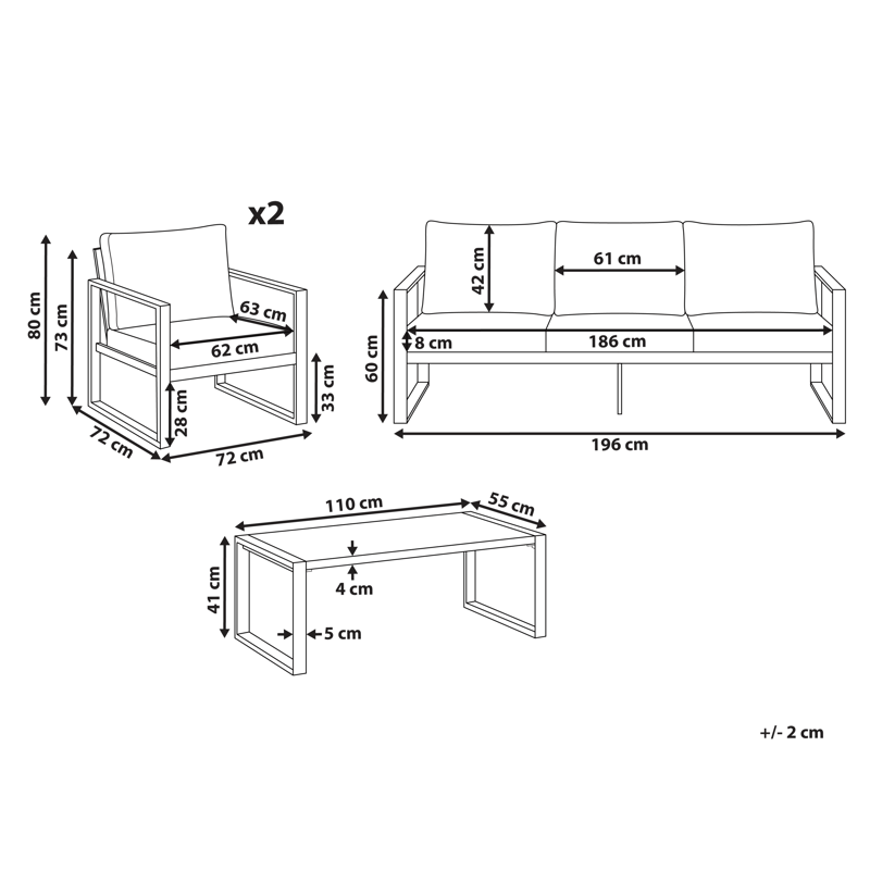Sohvaryhmä ulos pöydällä 5-istuttava Gelso - Harmaa/Ruskea - Puutarhakalusteet - Terassiryhmät - Sohvaryhmät ulos