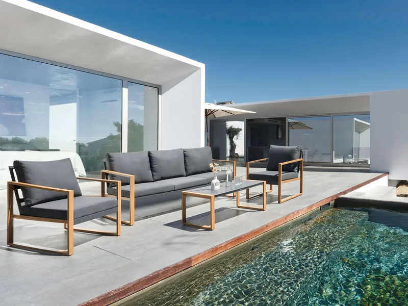 Sohvaryhmä ulos pöydällä 5-istuttava Gelso - Harmaa/Ruskea - Puutarhakalusteet - Terassiryhmät - Sohvaryhmät ulos