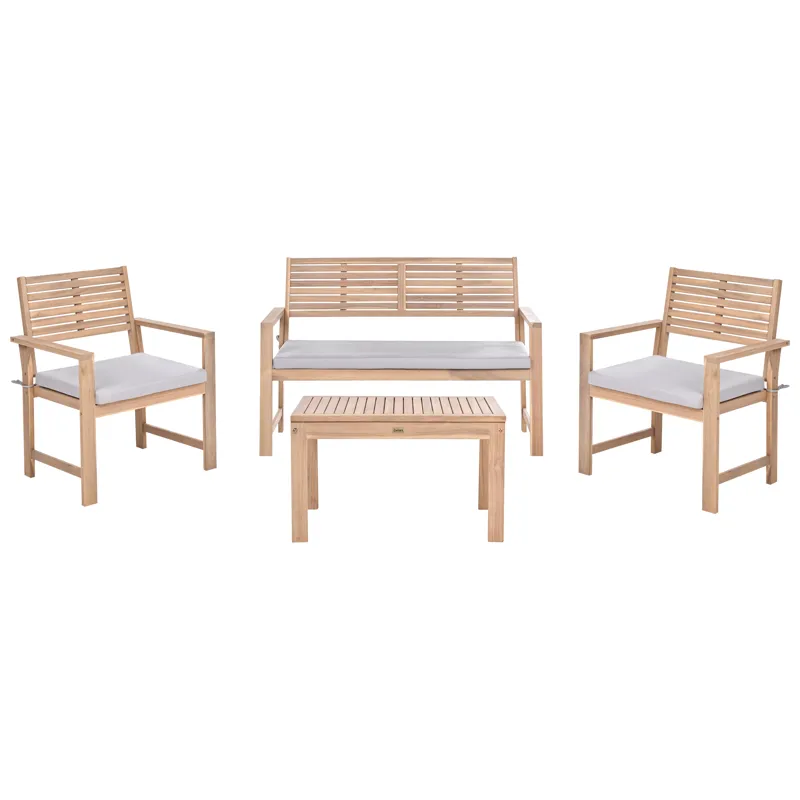 Sohvaryhmä ulos pöydällä 4-istuttava Fiames akaasiapuu, Ruskea/Harmaa