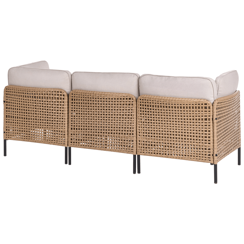 Sohvaryhmä ulos pöydällä 6-istuttava Omegana modulaarinen polyrottinki - Beige/Musta - Puutarhakalusteet - Terassiryhmät - Sohvaryhmät ulos