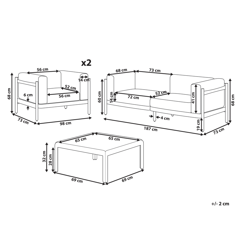 Sohvaryhmä ulos pöydällä 4-istuttava Ferretti - Harmaa/Beige - Puutarhakalusteet - Terassiryhmät - Sohvaryhmät ulos