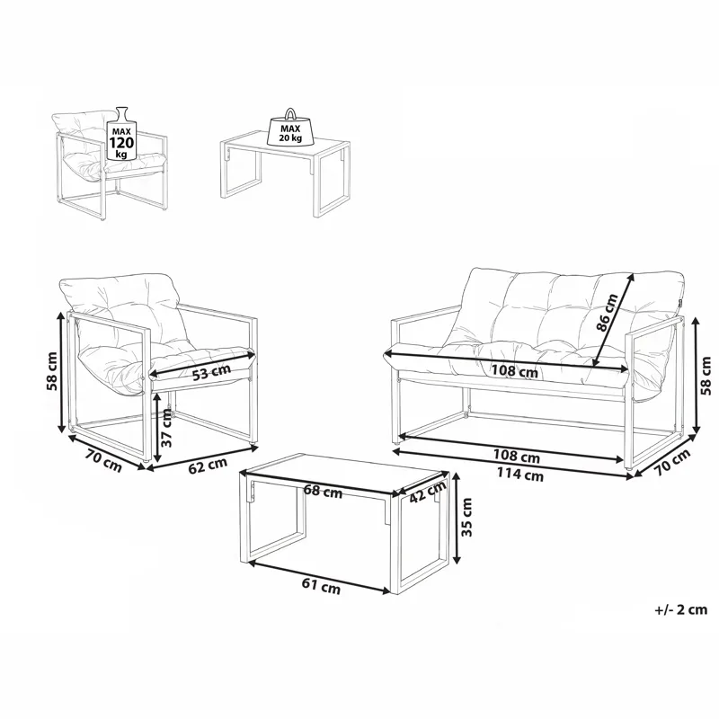 Sohvaryhmä ulos pöydällä 4-istuttava Garda - Vihreä/valkoinen - Puutarhakalusteet - Terassiryhmät - Sohvaryhmät ulos