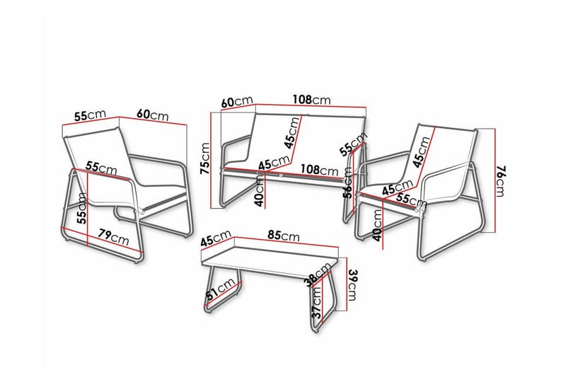 Corpach Soffgrupp Anthracite - Puutarhakalusteet - Terassiryhmät - Sohvaryhmät ulos