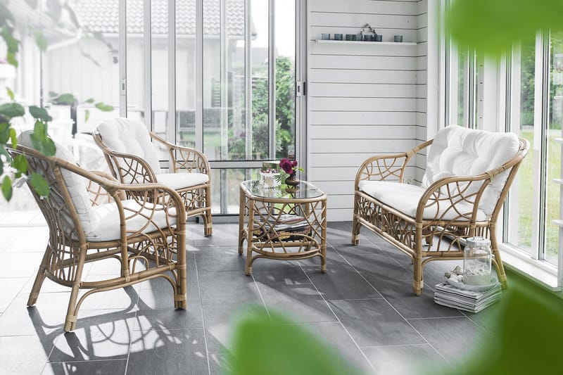 Hillerstorp Fårö -sohvaryhmä ulkokäyttöön, 4-istuttava - Mustavalkoinen - Puutarhakalusteet - Terassiryhmät - Sohvaryhmät ulos