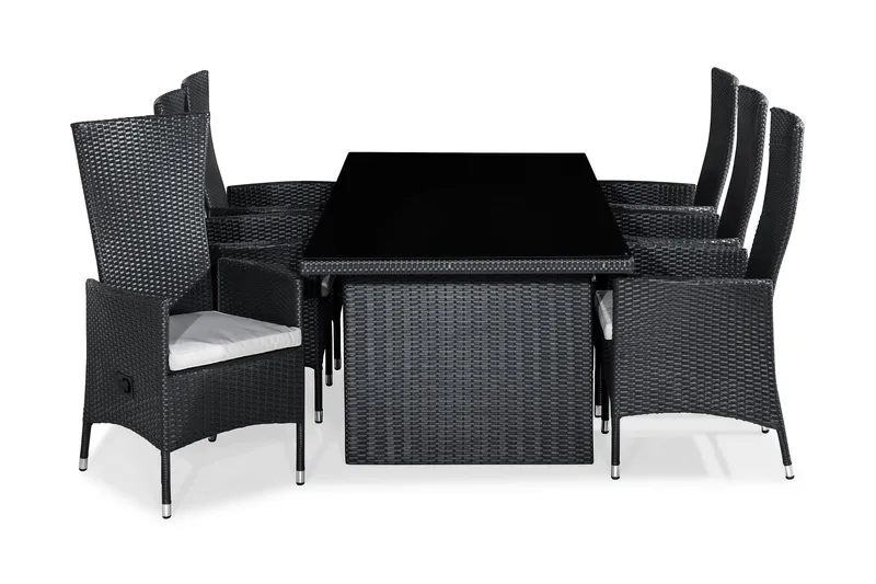 Loungeryhmä Bahamas 3:n ist - Musta Pöytä Tuoli Pääty - Puutarhakalusteet - Terassiryhmät - Oleskeluryhmät