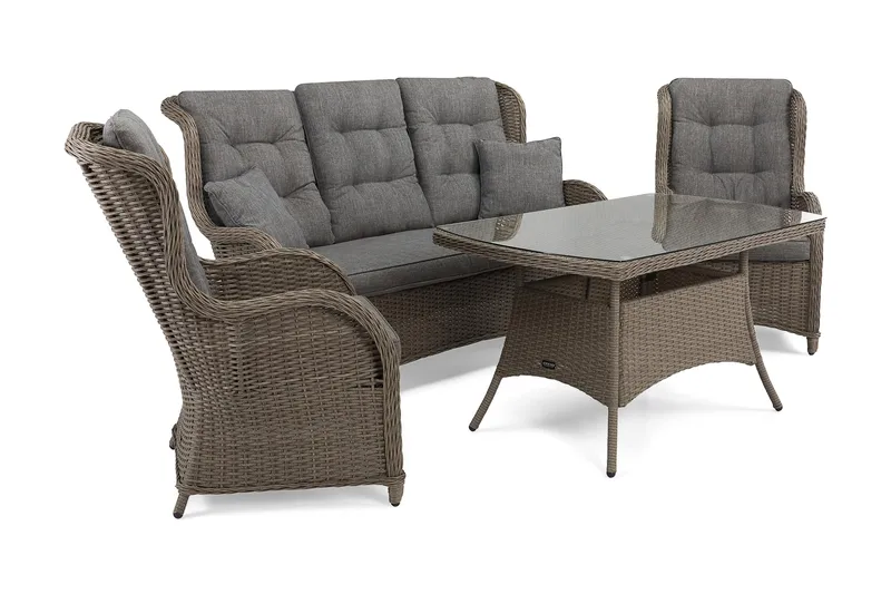 Marcus Sohvaryhmä 3:n ist Nojatuoleilla - Harmaa - Puutarhakalusteet - Terassiryhmät - Sohvaryhmät ulos