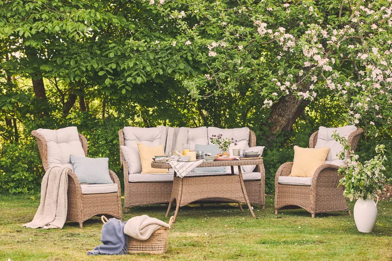 Marcus Sohvaryhmä 3:n ist Nojatuoleilla - Luonnonväri - Puutarhakalusteet - Terassiryhmät - Sohvaryhmät ulos