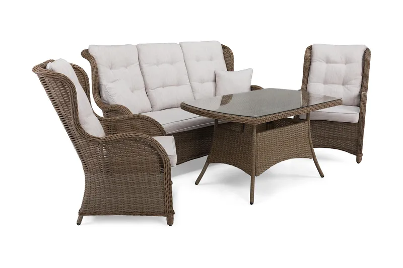 Marcus Sohvaryhmä 3:n ist Nojatuoleilla - Luonnonväri - Puutarhakalusteet - Terassiryhmät - Sohvaryhmät ulos