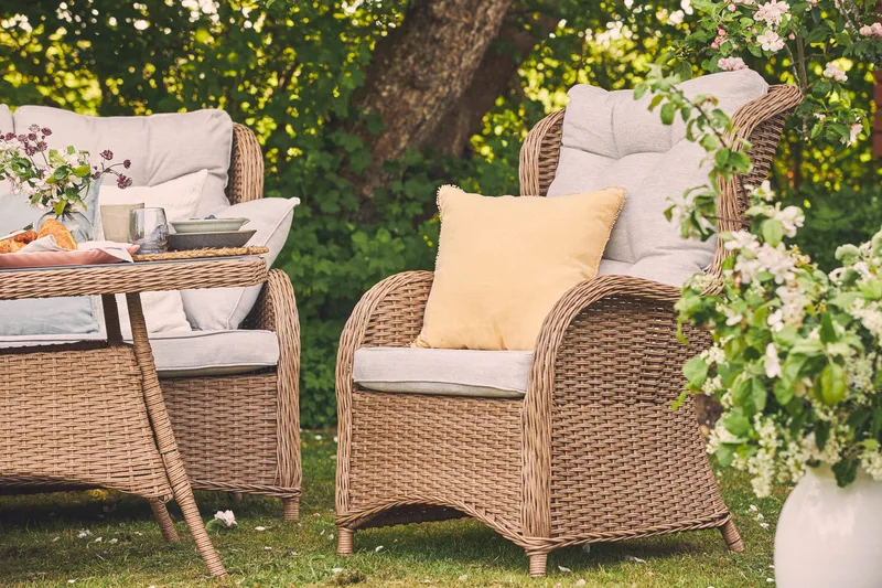 Marcus Sohvaryhmä 3:n ist Nojatuoleilla - Luonnonväri - Puutarhakalusteet - Terassiryhmät - Sohvaryhmät ulos