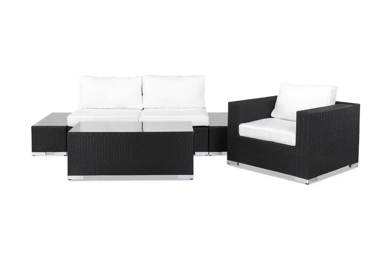 Oleskeluryhmä Bahamas 3:n ist Pöytä, 2 päätypöytää Nojatuoli Musta