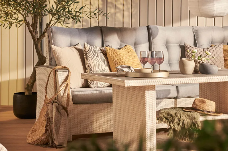 Oleskeluryhmä James Lyx Käännettävä - Valkoinen - Puutarhakalusteet - Terassiryhmät - Sohvaryhmät ulos