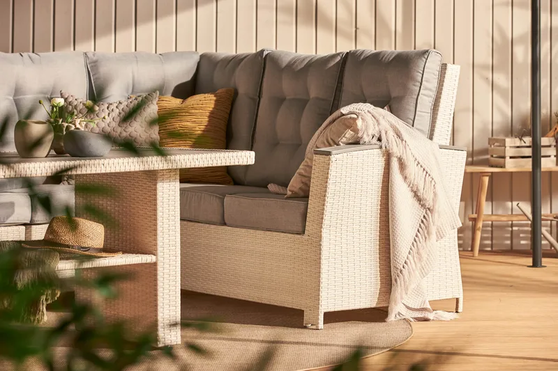 Oleskeluryhmä James Lyx Käännettävä - Valkoinen - Puutarhakalusteet - Terassiryhmät - Sohvaryhmät ulos