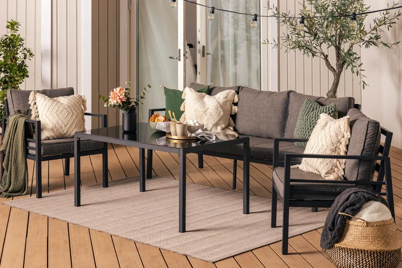 Sohvaryhmä Ariany - Musta/Harmaa - Puutarhakalusteet - Terassiryhmät - Sohvaryhmät ulos