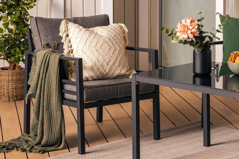 Sohvaryhmä Ariany - Musta/Harmaa - Puutarhakalusteet - Terassiryhmät - Sohvaryhmät ulos