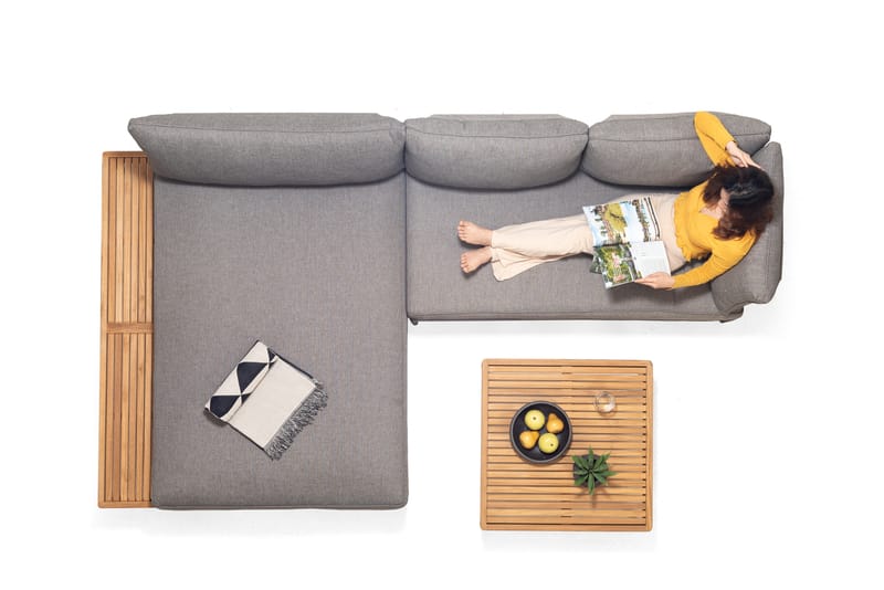 TOPAZ Ulkosetti päivävuode + 2-istuttava sohva + sohvapöytä 73 cm - Magnesiumharmaa - Puutarhakalusteet - Terassiryhmät - Sohvaryhmät ulos