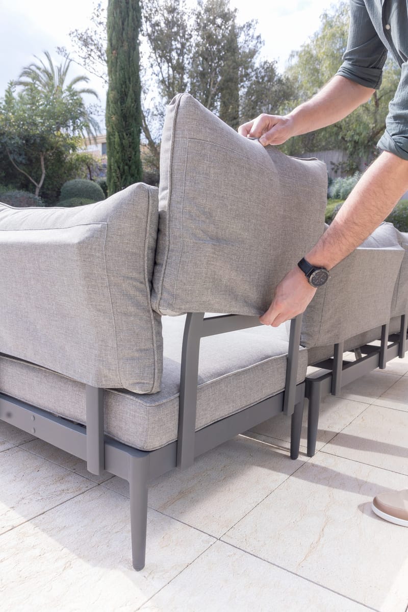 TOPAZ Ulkosetti päivävuode + 2-istuttava sohva + sohvapöytä 73 cm - Magnesiumharmaa - Puutarhakalusteet - Terassiryhmät - Sohvaryhmät ulos