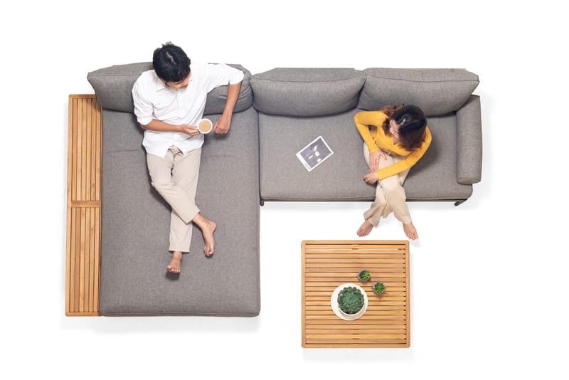 TOPAZ Ulkosetti päivävuode + 2-istuttava sohva + sohvapöytä 73 cm - Magnesiumharmaa - Puutarhakalusteet - Terassiryhmät - Sohvaryhmät ulos