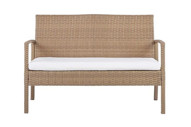 Ulkokäyttöön tarkoitettu lounge-ryhmä 4-istuttava polyrottinki vaaleanruskea MARSALA - Puu/luonnonväri - Puutarhakalusteet - Terassiryhmät - Sohvaryhmät ulos