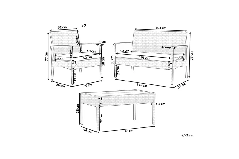 Ulkokäyttöön tarkoitettu lounge-ryhmä 4-istuttava polyrottinki vaaleanruskea MARSALA - Puu/luonnonväri - Puutarhakalusteet - Terassiryhmät - Sohvaryhmät ulos