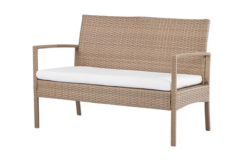 Ulkokäyttöön tarkoitettu lounge-ryhmä 4-istuttava polyrottinki vaaleanruskea MARSALA - Puu/luonnonväri - Puutarhakalusteet - Terassiryhmät - Sohvaryhmät ulos