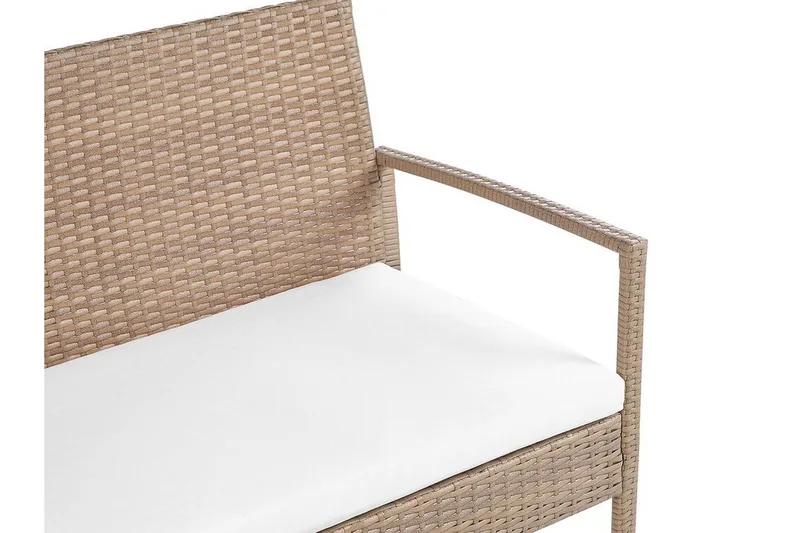 Ulkokäyttöön tarkoitettu lounge-ryhmä 4-istuttava polyrottinki vaaleanruskea MARSALA - Puu/luonnonväri - Puutarhakalusteet - Terassiryhmät - Sohvaryhmät ulos