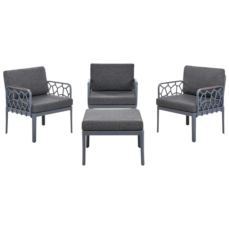 Sohvasetti Eriche - Harmaa, ruskea - Puutarhakalusteet - Terassiryhmät - Sohvaryhmät ulos