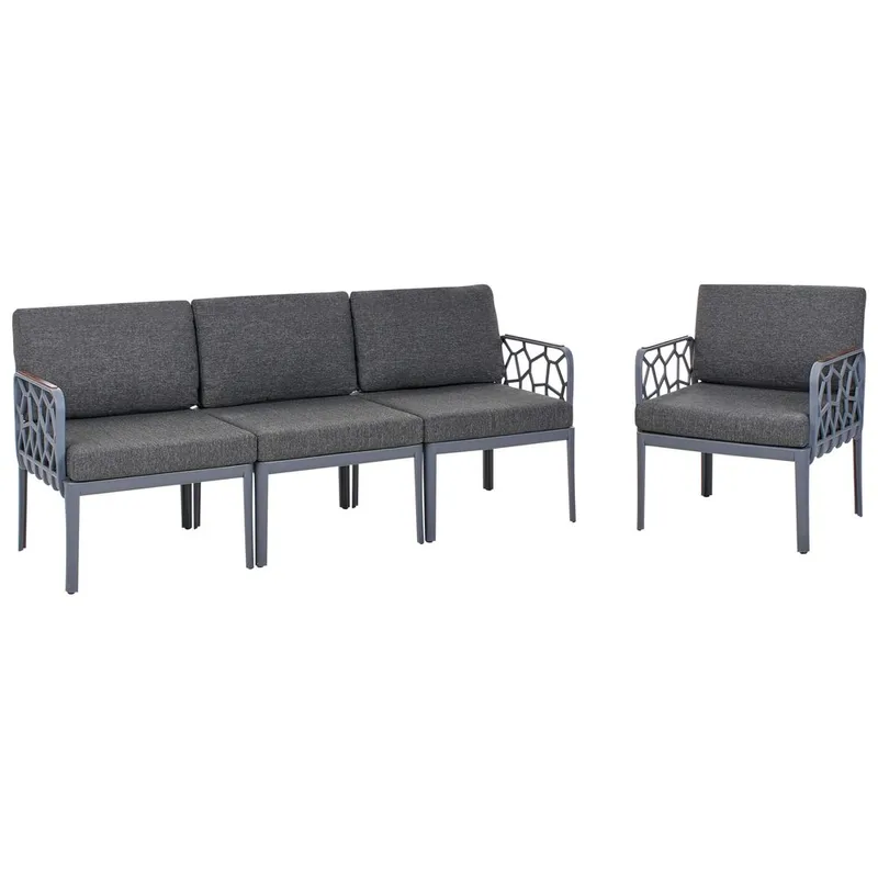 Sohvasetti Eriche - Harmaa, ruskea - Puutarhakalusteet - Terassiryhmät - Sohvaryhmät ulos