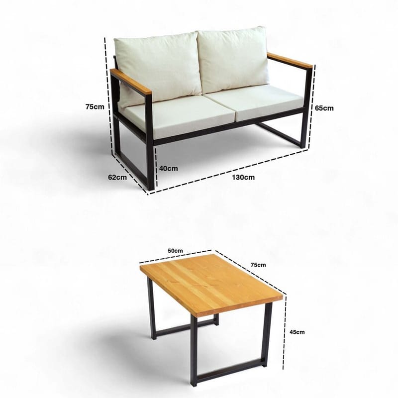 Sylros 2-istuttava Sohvaryhmä Ulkokäyttöön - Beige - Puutarhakalusteet - Terassiryhmät - Sohvaryhmät ulos